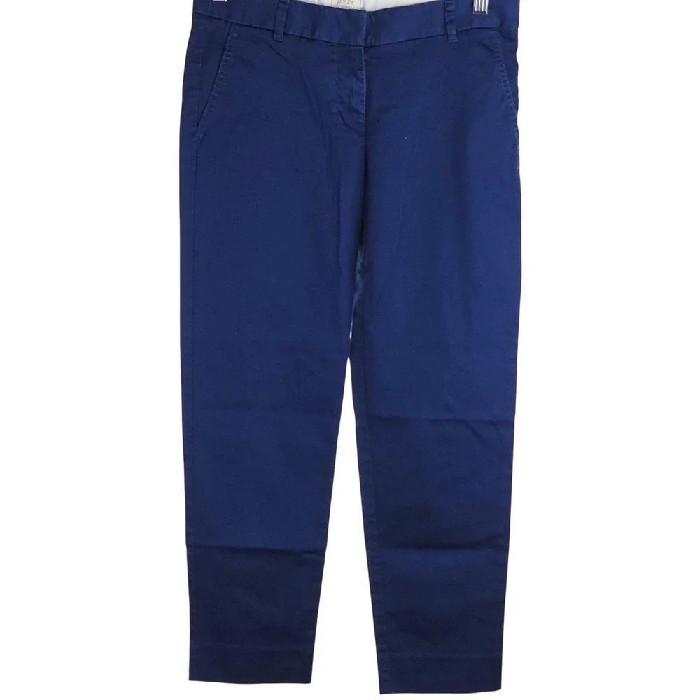 J. Crew Chino Pants Navy Blue Stretch Straight Leg Crop‎ Women's Size 4 Casual